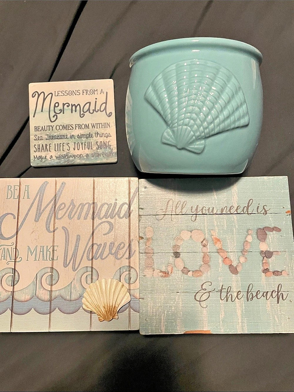 Mermaid Decor Set in Blue & Brown